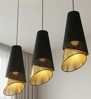Lampa wisząca MODA 3 BL GOLD LOFT nowoczesna, abażur