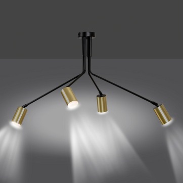 Lampa sufitowa VERNO 4 BLACK nowoczesna, metal, czarno/złota