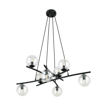 Lampa wisząca ESSA 8 TRANSPARENT kule czarna/transparent