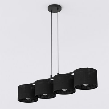 Lampa wisząca ECO 4 BLACK klasyczna, abażur, czarna