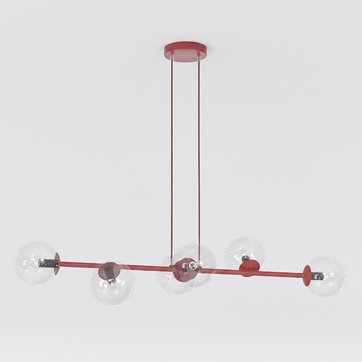 Lampa wisząca MAGNUS 6 BURGUNDY TRANSPARENT nowoczesna klosz