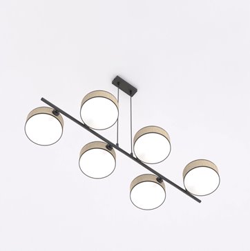 Lampa wisząca DRUMZ 6 RATTAN nowoczesna, brązowa, abażury