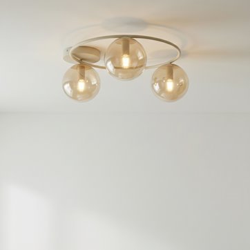 Lampa sufitowa SOPRA 3 MOKKA AMBER plafon klosze beżowa