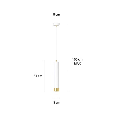Lampa wisząca KIBO 1 WH/GOLD nowoczesna, tuby, biały, złoty