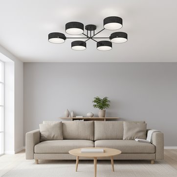 Lampa sufitowa MAGA 6 BLACK plafon, czarna, abażur
