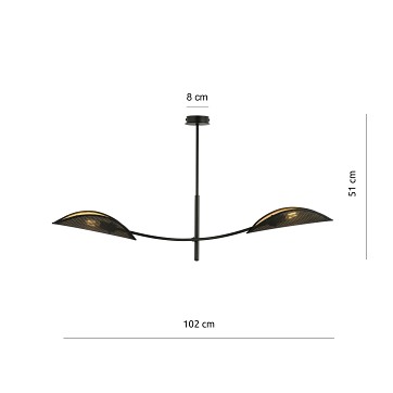 Lampa sufitowa LOTUS 2 BLACK/GOLD abażury czarna/złota