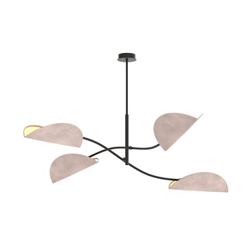 Lampa sufitowa LOTUS 4 BL GRAY abażury, czarna, szara