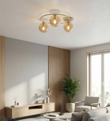 Lampa sufitowa SOPRA 3 MOKKA AMBER plafon klosze beżowa