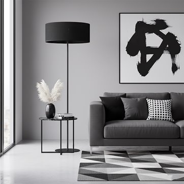 Lampa podłogowa ECO LP1 BLACK klasyczna, czarna, abażur