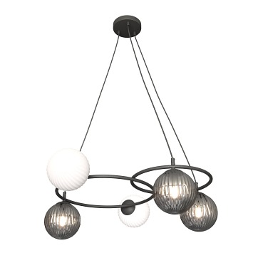 Lampa wisząca LIBRA 5 BL MIX, design, klosz, biały czarny