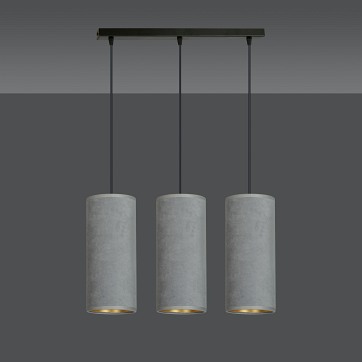 Lampa wisząca BENTE 3 BL GRAY abażur welur szary