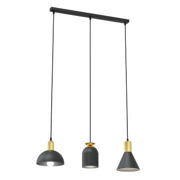 Lampa wisząca FOX 3 BL, loft, czarny, złoty