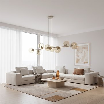 Lampa wisząca MAGNUS 8 MOKKA AMBER nowoczesna, klosz miodowa