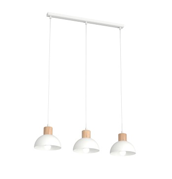 Lampa wisząca SECO 3 WH, loft, metal, biała, drewno