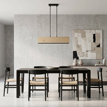 Lampa wisząca CARLO 2 BLACK skandynawska, drewno, czarna