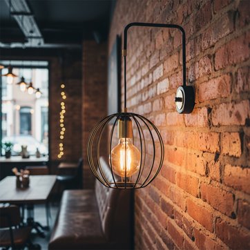 Kinkiet ALBIO K1 BLACK nowoczesny, loft, czarno/złoty