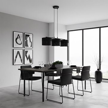 Lampa wisząca KARBON 3 BLACK klasyczna, abażur, czarna