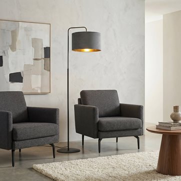 Lampa podłogowa HILDE LP1 BL GRAY abażur welur szary