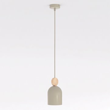 Lampa wisząca MESI 1 MOKKA nowoczesna, beżowa, metal drewno