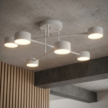 Lampa sufitowa HALO 6 WHITE minimalistyczna, biały, metal