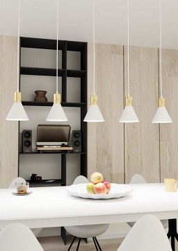 Lampa wisząca ROSA 5 WH, loft, biały, złoty