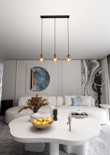 Lampa wisząca COSMO 3 BL MIODOWY loft klosz bursztyn czarna