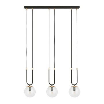 Lampa wisząca GLAM 3 BL/TRANSPARENT czarna/transparent/złota