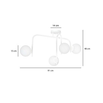 Lampa sufitowa KALF 4B WHITE klasyczna, klosz, biała