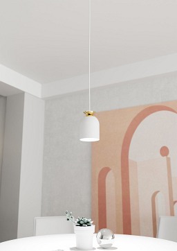 Lampa wisząca TARGET 1 WH, loft, biały, złoty