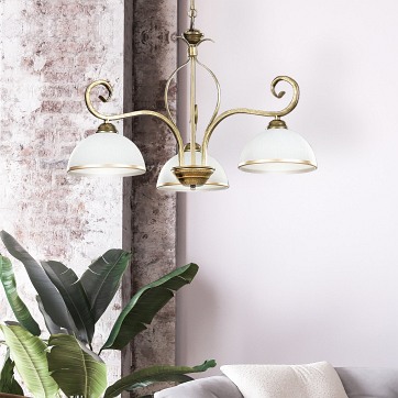 Żyrandol WIVARA 3 GOLD tradycyjny, klasyczny, klosz, złoty