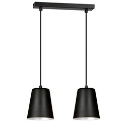 Lampa wisząca MILGA 2 BLACK/WHITE loft, metal, czarno/biała