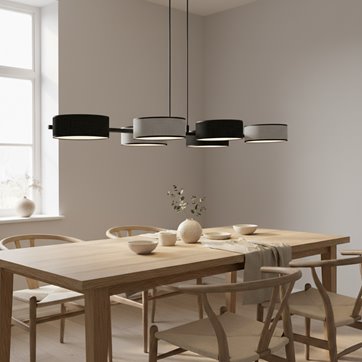 Lampa wisząca DRUMZ 6 MIX2 nowoczesna, szara, abażury