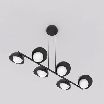 Lampa wisząca BOOM 6 BLACK nowoczesna, czarna, metal