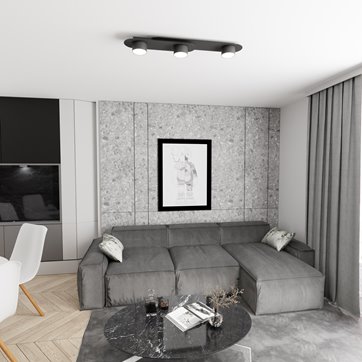 Lampa sufitowa STILO 3 BL BLACK plafon, czarna, metal, loft
