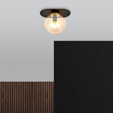 Lampa sufitowa PLAZA 1 BL/MIODOWY plafon czarna/bursztyn