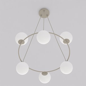 Lampa wisząca AZURA 6 MOKKA OPAL nowoczesna, klosze, beżowa