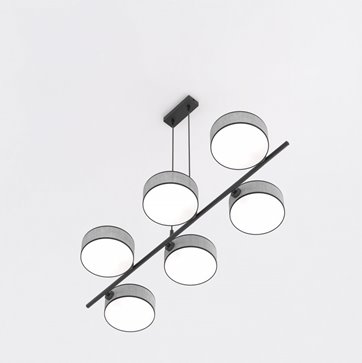 Lampa wisząca DRUMZ 6 GRAY nowoczesna, szara, abażury