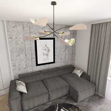 Lampa sufitowa LOTUS 6 BL GRAY abażury, czarna, szara