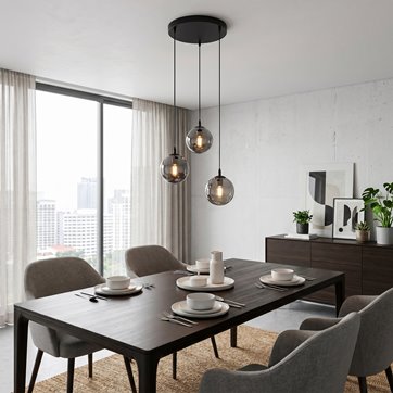 Lampa wisząca COSMO 3 BL PREMIUM GRAFIT loft, klosz, czarna