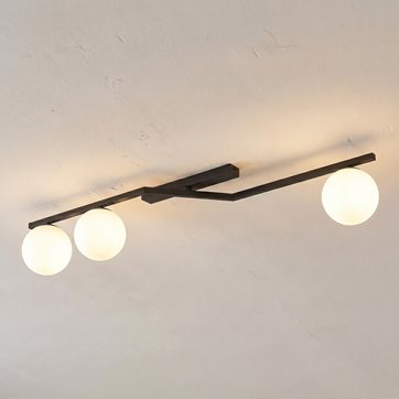 Lampa sufitowa NATON 3 BL OPAL plafon, czarna, metal