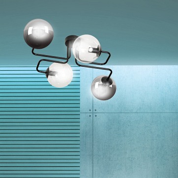 Lampa sufitowa BRENDI 4 BL MIX 1 loft klosz mix czarna