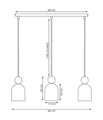 Lampa wisząca MESI 3 BLACK nowoczesna, czarna, metal drewno