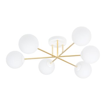 Lampa sufitowa MAGNUM 6 WH OPAL plafon, klosze, biała/złota