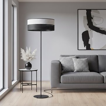 Lampa podłogowa KARBON LP1 BL GRAY klasyczna, szara, abażur