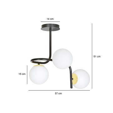 Lampa sufitowa RAGNAR 3 BLACK GOLD klosz czarno/biało/złota