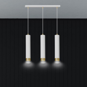 Lampa wisząca KIBO 3 WH/GOLD nowoczesna, tuby, biało/złota