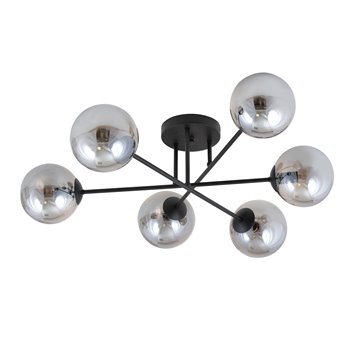 Lampa sufitowa ROMA 6 BL nowoczesna, klosz, czarno/grafitowa