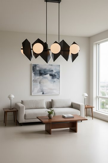 Lampa wisząca DRIFTON 6 BLACK nowoczesna klosz biało/czarna