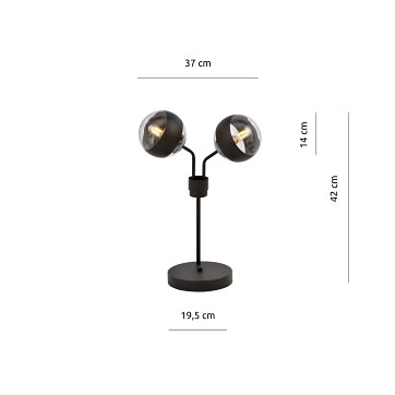 Lampka nocna NOVA LN2 BL/STRIPE klosze czarna/transparent