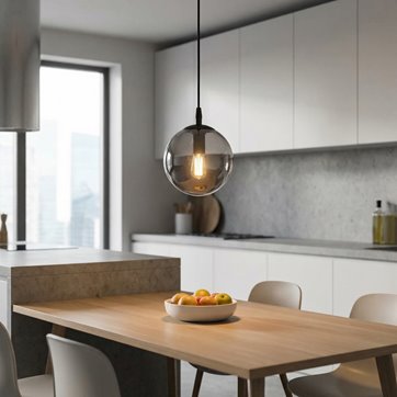Lampa wisząca COSMO 1 BL GRAFIT loft, klosz grafit, czarna